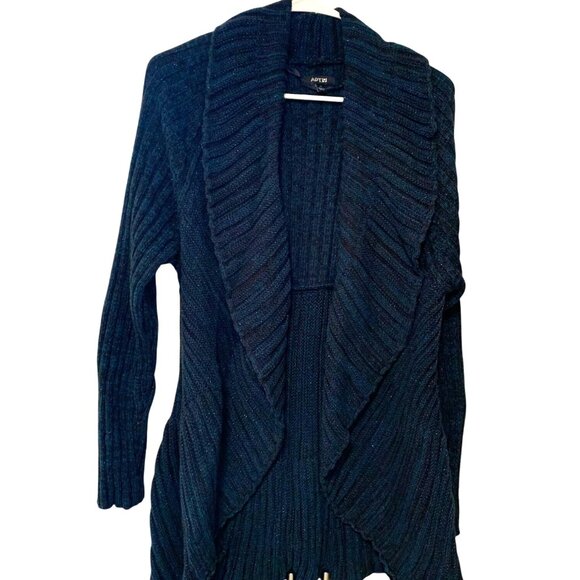 Apt 9 Sweaters - Vintage Y2K Apt 9 Womens Size XL Open Front Cardigan Sweater Mid Length Blue Bla